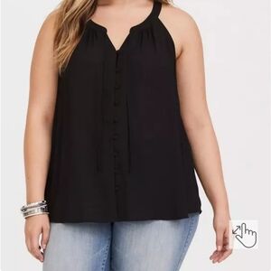 Georgette Split Tie Neck Tank